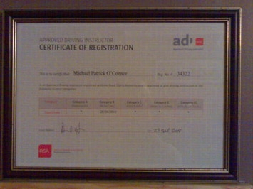 St. Aidan's School of Driving ADI certificate of registration